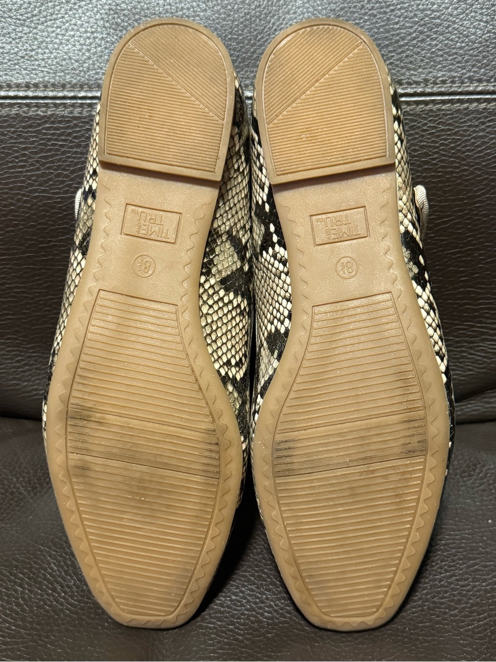 Snake-Print Mary Jane Flats in Beige and Brown - Picture 5 of 5